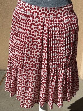 218. Rebecca Minkoff Cassia Printed Pleated Mini Skirt Red US 4
